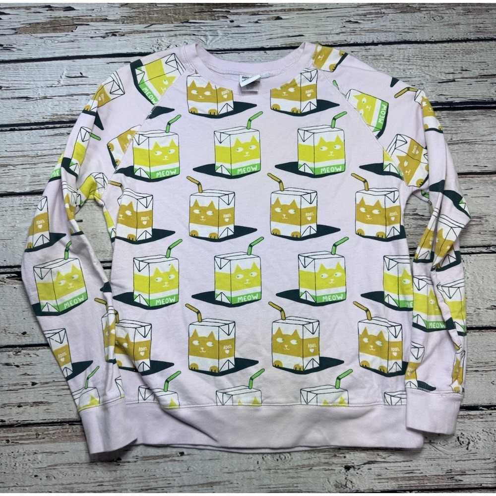Baby Cats Of California Womens Size 2 Pink‎ Sweatshirt Cats Juice Boxes